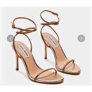 Steve Madden Women's Aubrey Bronze Rhinestones Strappy SZ 9